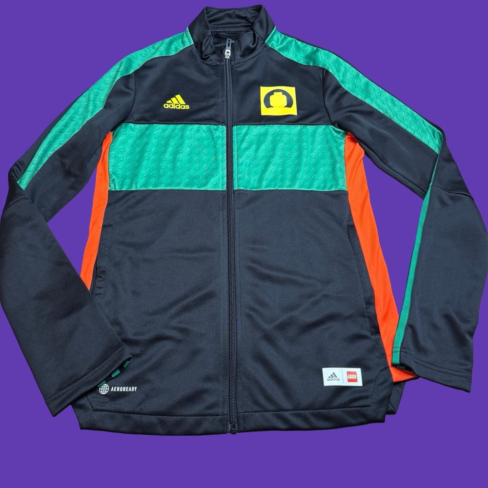Adidas LEGO Full Zip Jacket Small Black Soccer Warmup Track Pockets Collab